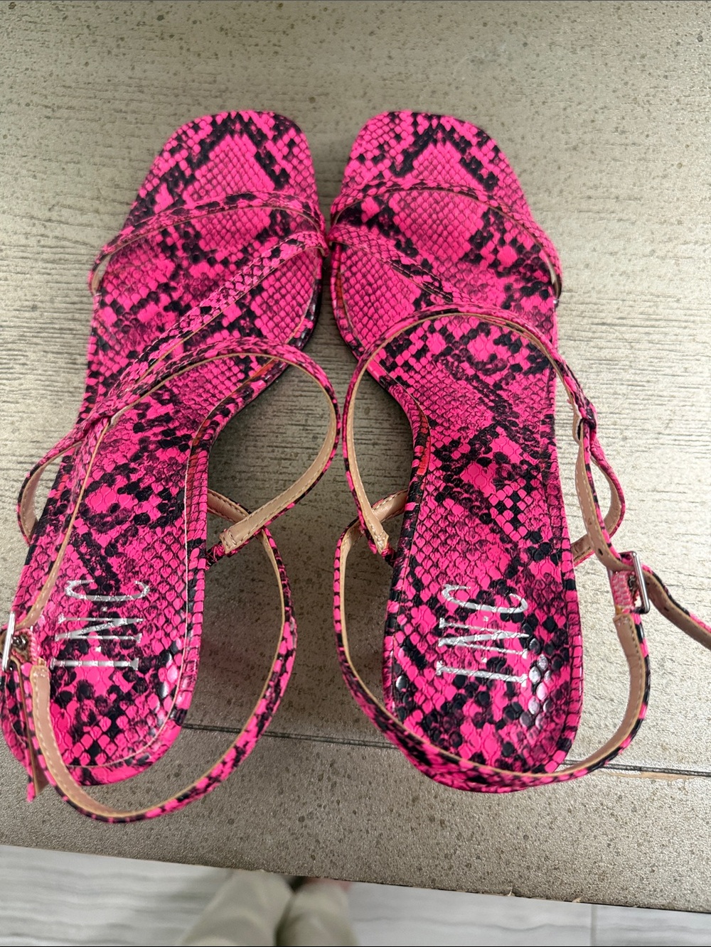 INC International Concepts Hot Pink Snake-Print Strappy Sandals - Picture 4 of 6